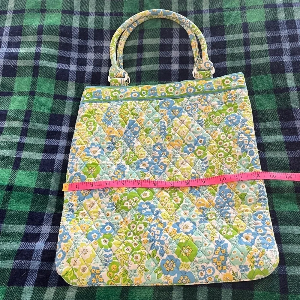 Vera Bradley Retired English Meadow Floral Quilted Tote Bag Blue, Green, Yellow